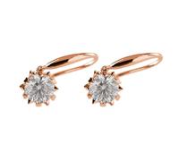 Grewod Donna Orecchini Oro Rosa 18kt Cuore a Fiocco di Neve con Moissanite Rotonda da 2ct Orecchini Pendenti