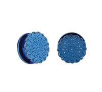 Grewod Gioielli Piercing 18MM Dilatatori Lobo Rotondo con Fiore Blu Tunnel Donna Dilatatore Orecchio Acciaio Inossidabile, 1 Paio
