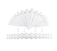 Grewod Orecchini a Tunnel Dilatatore 1.6MM/2MM/2.5MM/3MM/4MM/5MM/6MM/8MM/10MM Dilatatori Lobo Kit Dilatatori Bianco Donna Uomo Acrilico, 36 Pezzi