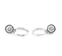 Grewod Orecchini Anallergici Donna in Oro Bianco 14k Ciondolo Pendente con Moissanite Rotonda da 1ct Orecchini a Cerchio