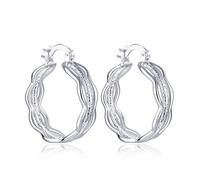 Grewod Orecchini Cerchio Piccoli Donna Oro Bianco 375 Onda Orecchini Gioielli Anallergici Eleganti