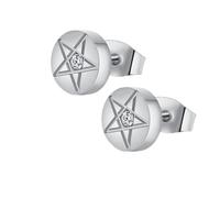 Grewod Orecchini Donna e Uomo Stella con Zirconi Rotondi Bianchi, Argento, Acciaio Inossidabile, Gioielli con Pietra