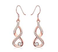 Grewod Orecchini Donna Matrimonio Oro Rosa 18 Carati Moissanite Bianco Rotondo Infinito Orecchini Pendenti Gioielli