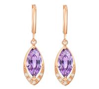 Grewod Orecchini Lunghi Donna Oro Giallo 9k 375 Ametista Viola Marquise con Moissanite Ovale Orecchini Pendenti Gioielli