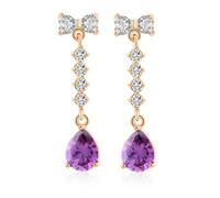 Grewod Orecchini Oro 18K Donna Ametista Viola con Moissanite Fiocco con Pendente a Goccia Orecchini Pendenti Gioielli