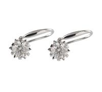Grewod Orecchini Pendenti Donna in Oro Bianco 750 Cuore a Fiocco di Neve con Moissanite Rotonda da 1ct Orecchini