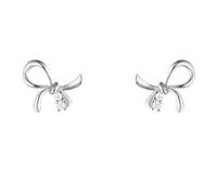 Grewod Orecchini Piercing in Oro Bianco 9kt Donna Nodo a Fiocco con Moissanite Rotonda Orecchini Gioielli
