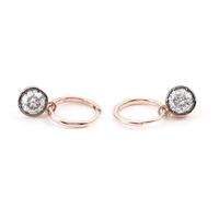 Grewod Orecchino Piercing in Oro Rosa 9kt Donna Ciondolo Pendente con Moissanite Rotonda da 2ct Orecchini a Cerchio