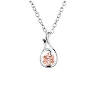 Grewod Pendente Collana Donna Oro Bianco e Oro Rosa 18K Fiore con Diamante Rotondo Collana con Ciondolo Catena 45cm