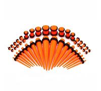 Grewod Plug Tunnel Orecchio 1.6MM/2MM/2.4MM/3.2MM/4MM/5MM/6MM/8MM/10MM Dilatatori Lobo Kit Dilatatori Arancione Uomo e Donna Acrilico, 36 Pezzi