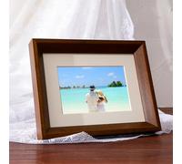Grewod Portafoto Legno 25x30 cm, Marrone Scuro, Cornice FotoRettangolo, da Parete e Tavolo, Orizzontale Verticale