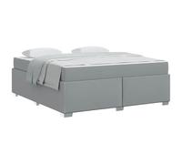 Grey Bed Frame 180x200cm with Super King Mattress Set, Upholstered Fabric Platform Bed with Slatted Base, Modern Simple Design for Bedroom, Heavy Duty 280kg Capacity, Easy Assembly, Light Grey