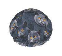 Grey British Shorthair Cats Cuffia Da Doccia Per Donna Comodo Cuffia Doccia Per Capelli Flessibile Cuffie Capelli Per Salone Spa Hotel