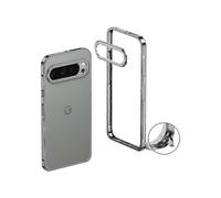 (Grey) Compatible for Google Pixel 9 Pro XL Bumper Case with Metal Frame, Heat Dissipation Cover & Lens Protector, Shockproof & Scratch Resistant