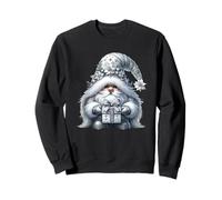 Grey GNOME Graphic in Monochrome Outfit Women Cute Christmas Felpa