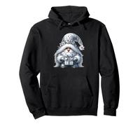 Grey GNOME Graphic in Monochrome Outfit Women Cute Christmas Felpa con Cappuccio