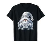 Grey GNOME Graphic in Monochrome Outfit Women Cute Christmas Maglietta