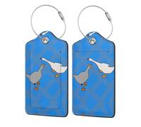 Grey Goose - Etichetta stampata in pelle PU, adatta per borse, etichette per borse da viaggio, etichette per bagagli, nero, 1