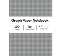Grey Graph Paper Notebook: Grid Compostion Book for Math, Science, Engineering Students / 4x4 Quad Ruled, 100 Pages, 8.5 x 11 (Large Sheets)