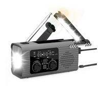 (Grey) Hand Crank Weather Radio for Emergency with Mobile Phone Charging Function Portable Small Radio Natural disasters