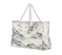 Grey Marble Mountain - Borsa per il trasporto con tasche laterali, extra large per il weekend con portabicchieri laterali