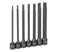 Grey Pneumatic Set Di Chiavi A Bussola Esagonali Metriche 3/8" 7 Pezzi 6" 1267MH