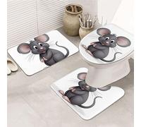 Grey Rat Print 3 Pezzi Tappeto Bagno Lavabile Tappeto Con Profilo A U Morbida Tappetino Da Bagno Per La Casa Toeletta Doccia