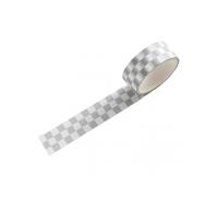 (Grey - White)1 Roll Washi Tape Sticky Adhesive Clear Print Removable Fade-resistant Scrapbooking Washi Checkerboard Pattern Paper Tape For Kids