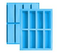 Greyoe 2 Pezzi di Stampi per Barrette di Cereali con 8 Cavità, Stampo Antiaderente in Silicone per Cioccolato, Stampo in Silicone per Muffin, Brownies, Pane di Mais, Cheesecake (Blu)