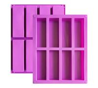 Greyoe 2 Pezzi di Stampi per Barrette di Cereali con 8 Cavità, Stampo Antiaderente in Silicone per Cioccolato, Stampo in Silicone per Muffin, Brownies, Pane di Mais, Cheesecake (Viola)