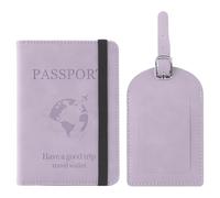 Greyoe Cover Passaporto, Portapassassaporto, Portapassaporto, Custodia per Passaporto PU + Etichetta per Bagagli per aerei, Portapassaporto da Viaggio Uomo e Donna Essenziali da Viaggio (viola)