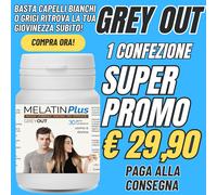 GREYOUT MELATIN PLUS capelli bianchi donna uomo integratore grigi contro rimedi