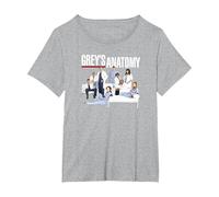 Grey's Anatomy Gruppo con Logo Maglietta, Donna Plus-Size, Grigio Melange, 1X
