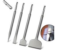 Greywolf Set di 4 scalpelli SDS per la rimozione delle piastrelle, il set include scalpelli appuntiti, piatti, raschianti, in lega di acciaio per piastrelle, per trapano a percussione SDS Plus