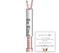GRFFZX Be Kind...Of A Bich - Collana con messaggio nascosto, Be Kind of A Bitch - Collana con barra verticale con incisione 3D, Collana con ciondolo Mantra di incoraggiamento (Rose)