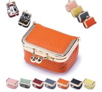 GRFFZX Mini portagioie, mini portamonete, in vera pelle, mini portagioie/organizer per donne, mini custodia da viaggio per gioielli (#, arancione)