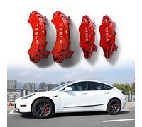GRFIT 4 Pezzi Copri Pinza Freno per Auto per Tesla Model 3 2016-2022 Copri Pinza Freno in Lega di Alluminio Personalizzato, Freno Ruota Auto Copri Pinza Freno Durevole,18inches-Rosso
