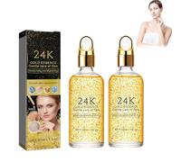 Grgowe 2Pc 24K Gold Essence Collagen Face Serum,24K Gold Moisturizing Firming Serum,Gold Essence,Hydrating Hyaluronic Acid Essence,Hyaluronic Acid Serum,Adatto a Tutti i Tipi Di Pelle