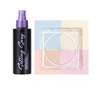 Grgowe Set Setting Powder+Setting Spray,Effetto opaco e opacizzante,Polvere finissima,Resistente all'acqua e al sudore, Correzione delle imperfezioni del viso,Illuminante,Effetto soft-focus luminoso