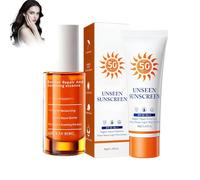 Grgowe Set Tone-up Sunscreen 40g,SPF/SPF 50+P Siero riparatore e lenitivo,Brightening Sunscreen,Face Serum 30ml,Silky Effect, Non-Greasy, No White Residue,Illumina l'incarnato