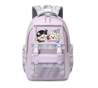 Grid Cartoon Pattern Addams Zaino Film Unisex, Animazione Dramma Commedia Stampa Borse Viaggio all'aperto Computer Cartoon Borsa Scuola Stoccaggio (B,One Size)