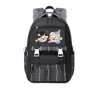 Grid Cartoon Pattern Addams Zaino Film Unisex, Animazione Dramma Commedia Stampa Borse Viaggio all'aperto Computer Cartoon Borsa Scuola Stoccaggio (D,One Size)