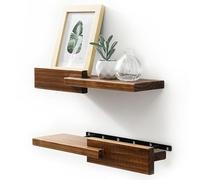 GRID FORTE Set di 2 mensole galleggianti in legno, 11,3 x 38,1 cm (profondità) x 38 cm (larghezza), moderne, reversibili, montaggio a parete, mensole in legno massello, decorazione da parete per