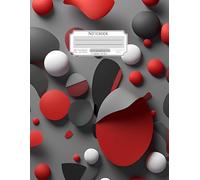 Grid Graphing 6x6, A4 Notebook with Numbered Pages & Table of Contents - Circlescape Symphonies Motif in Grey, Ecstatic Red and White Floating Orbs: ... for Students, Professionals and Creatives.