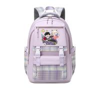 Grid Pattern Cartoon Addams Zaino Film Unisex, Animazione Dramma Commedia Stampa Borse Viaggio All'aperto Computer Cartoon Borsa Scuola Stoccaggio (D,L)