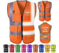 Gridachi Gilet di sicurezza personalizzato per uomo Gilet riflettenti ad alta visibilità, tasche con cerniera, abbigliamento da lavoro da costruzione personalizzato di classe 2 per uomo e donna.