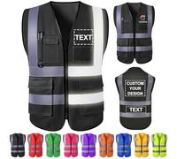 Gridachi Gilet di sicurezza personalizzato per uomo Gilet riflettenti ad alta visibilità, tasche con cerniera, abbigliamento da lavoro da costruzione personalizzato di classe 2 per uomo e donna.