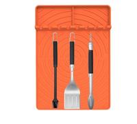 Griddle Tool Mat, Non-Slip BBQ Griddle Pad, Heat-Resistant with Sturdy Kitchen Accessories, Grill Organizer for Bonfire, Family Gatherings, Camping, Traveling, 15.87x11.73x0.98 inches