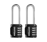 GRIFEMA 2 pezzi serratura a combinazione 4 cifre con arco lungo - lucchetto con codice numerico in lega di zinco robusta, per armadietto, garage