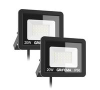 GRIFEMA 20W Faretto LED da Esterno 2 Pezzi, 2200LM 6500K Luce Bianca Fredda, IP66 Impermeabile, Faretti LED con Supporto Regolabile a 180° per Giardino, Terrazza, Garage, Senza Spina